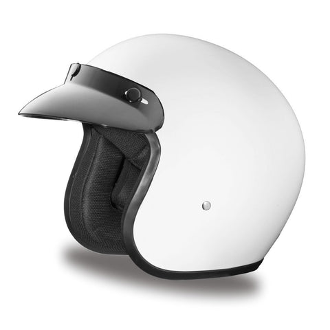 Daytona Cruiser Helmet - Hi-Gloss White - Lightweight 3/4 Shell Motorcycle Helmet with Removable Gloss Black Bubble Visor Added - Bluetooth Compatible - S - 2.05 Pounds