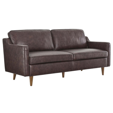 Modway Impart Upholstered Genuine Leather Sofa in Brown
