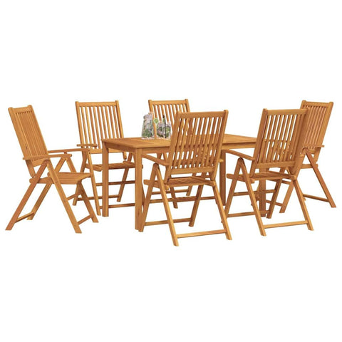 vidaXL Garden Dining Set Folding 7 pcs Brown Solid Acacia Wood, Stylish Garden & Terrace Dining Set, Rectangular, Tough Outdoor Seating for Patio Hangouts