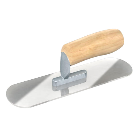 Bon Pool Trowel - 10" x 3" Plexiglass Blade | Short Shank Pool Finishing Trowel with Camel Back Wood Handle | Flexible Rounded Blade for Smooth Curved Surface Finishing