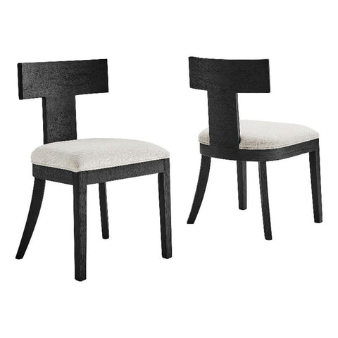 Peregrine Wood and Fabric Upholstered Dining Chairs Set of 2 by Modway
