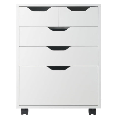 Oakestry Halifax Mobile Storage Cabinet with Bins and Drawers, Rolling Organizer for Home Office, Craft Room or Bedroom, White Finish