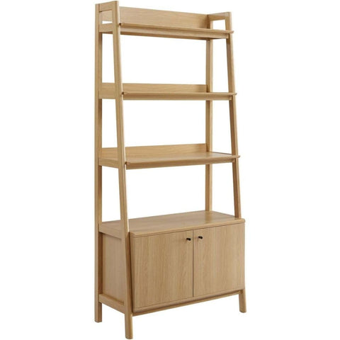 Oakestry 33-inch Freestanding Tiered Oak Bookshelf Display Case Stylish Storage Unit with Open Shelving for Living Room Office or Home Organization
