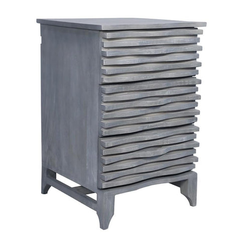Waverly Three Drawer Accent Table w/ USB Port - Brushed Gray/Wood