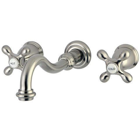 Kingston Brass KS3128AX Vintage 2-Handle Wall Mount Bathroom Faucet, Brushed Nickel