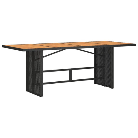 vidaXL Patio Table - Acacia Wood top/Black Poly Rattan/Garden/Durable Outdoor Furniture