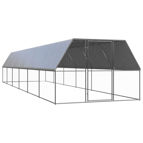 vidaXL Large Galvanized Steel Chicken Cage 118.1X472.4X78.7 in Outdoor Coop Durable Weatherproof Run House Coops Hen Enclosure Housing Pen Spacious Poultry Shelter