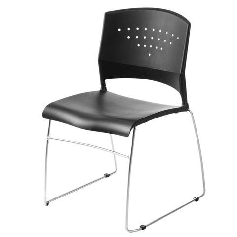 Oakestry Stackable Guest Chairs Set of 2 Black Upholstered Armless Chairs with Chrome Frame Lightweight Durable Office Conference Room Reception Seating for Waiting Area Training Classroom Events