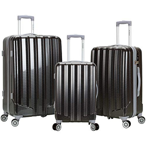 Rockland Barcelona Hardside 9 Travel Gear Luggage, Black, 3-Piece Set (22/24/28)