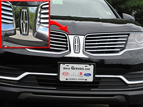 QAA is Compatible with 2016-2018 Lincoln MKX 1 Piece Stainless Front Grille Accent Trim, Logo Surround SG56660