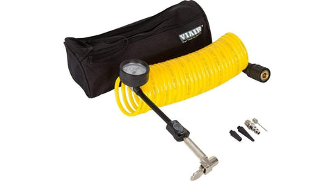 Viair Inline Inflation/Deflation 5-In-1 Braided Coil Hose (25Ft.) With 100 Psi Inline Gauge, 00028