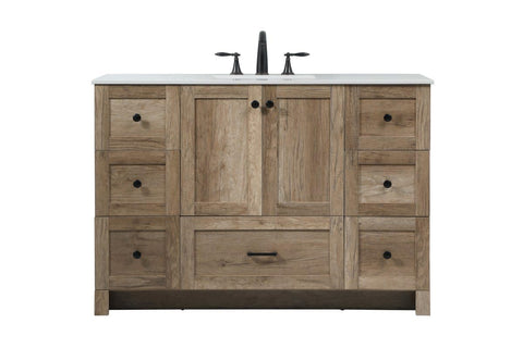 Elegant Decor Soma 48" Aluminum MDF Single Bathroom Vanity in Natural Oak