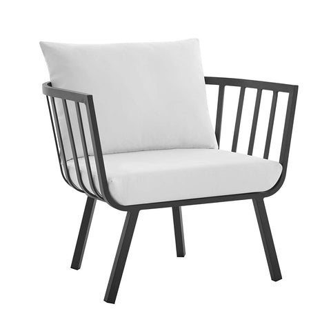 Modway Riverside Patio Aluminum Armchair in Gray White Outdoor Furniture