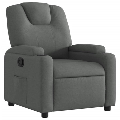 vidaXL Modern Dark Grey Recliner Chair with Cup Holders and Adjustable Angles for Living Room Home Theater Use Reclining Single Armchair Comfortable Fabric