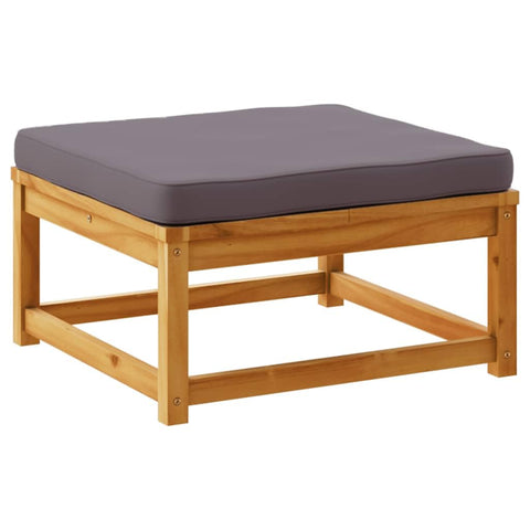 vidaXL Patio Footstool with Cushion - Acacia Wood Garden Ottoman/Coffee Table - 24.8"x24.8"x11.8" - Modular Outdoor Furniture