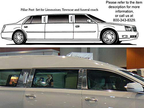 QAA is Compatible with 2013-2020 Cadillac XTS, Federal Hearse 6 Piece Stainless Pillar Post Trim PP53244
