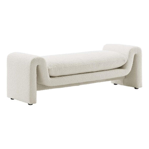Modway Waverly 17" Upholstered Modern Boucle Fabric Bench in Ivory