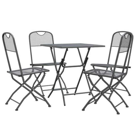 vidaXL Patio Dining Set 5 Piece Garden Dining Set with Patio Table and Chairs Outdoor Dining Set Folding Chair Expanded Metal Mesh Anthracite