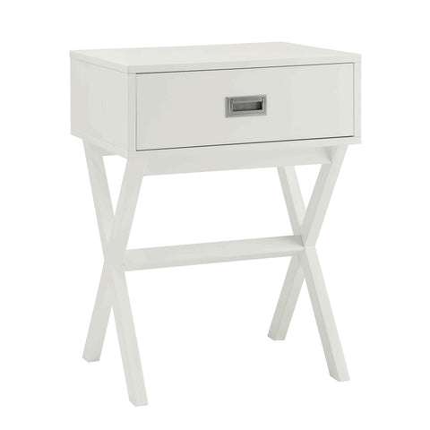 Convenience Concepts Designs2Go Landon End Table 19" - Modern Side Accent with Storage Drawer for Transitional, Contemporary Living & Family Room, White