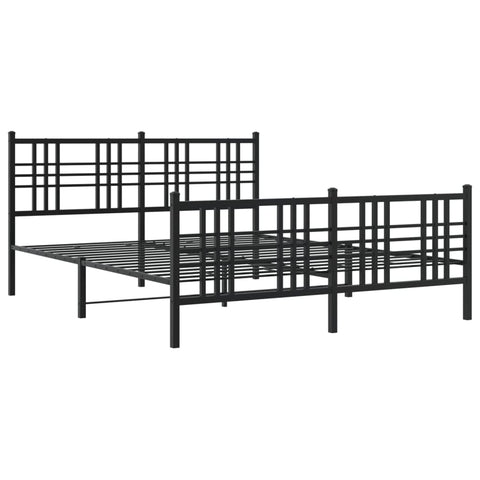 vidaXL Metal Double Bed Frame - Black Steel with Headboard/Footboard, 59.1"x78.7" Mattress Compatible, Under-Bed Storage, Bedroom Furniture