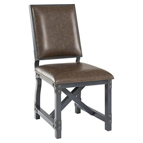 Oakestry 1 Pc Lancaster Dining Chair Furniture Perfect Solid Hardwood Chair for Dinner PU Cover Industrial Style, Chocolate, 38.5 Inch