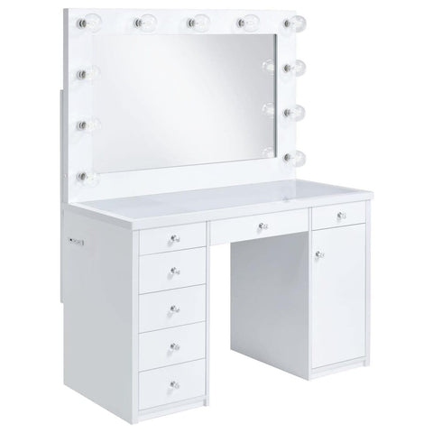 Picket House Furnishings Adeline 2-Piece Transitional Glass Vanity Set in White