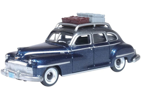 1946 DeSoto Suburban w/Roof Rack and Luggage Butterfly Blue Metallic w/Crystal Gray Top 1/87 (HO) Scale Diecast Model Car by Oxford Diecast 87DS46004