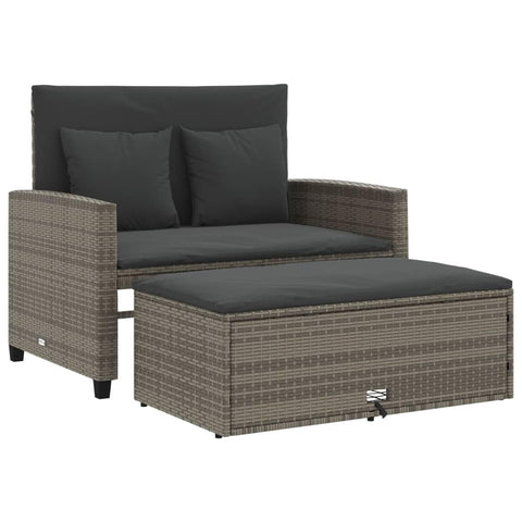 vidaXL Garden Sofa Grey PE Rattan Medium