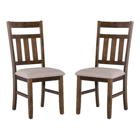 Linon Turino Set of 2 Upholstered Dining Side Chairs in Rustic Umber Wood