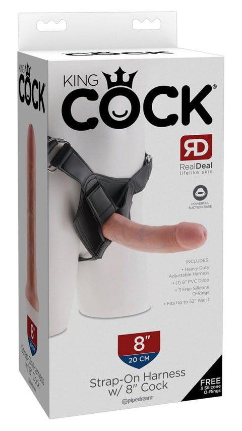 Pipedream King Cock Strap-on Harness with Cock, 8", Flesh