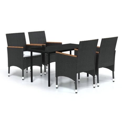 vidaXL Patio Dining Set 5 Piece with Cushions Garden Outdoor Lawn Yard Terrace Balcony Table and Chair Seat Seating Furniture Black