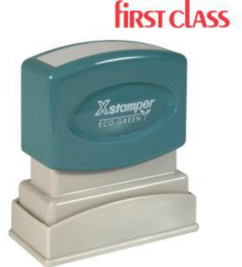 Xstamper(R) One-Color Title Stamp, Pre-Inked, "First Class", Red