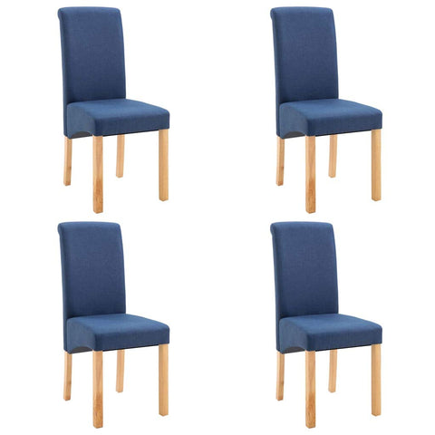 vidaXL Set of 4 Dining Chairs - Versatile, Comfortable and Durable Seating Solution - Ideal for Dining Room and Living Room - Blue Fabric with Wooden Frame