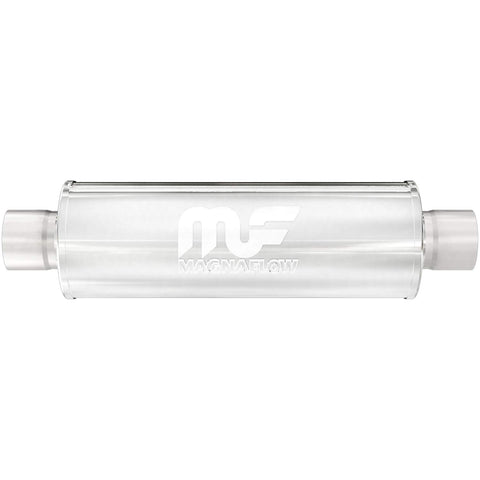 MagnaFlow Performance Exhaust Muffler 12770: 4"/4" Inlet/Outlet, 7x7x14" Round, Stainless Steel, Satin Finish