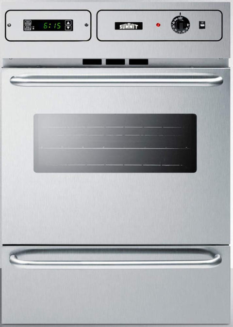 Summit 24" Gas Wall Oven, 2.92 cu.ft. Capacity Gas Oven, Glowbar Igniter, Stainless Steel- TTM7882BKW