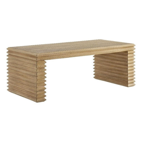 Modway Canto Modern Wood Grain Rectangular Coffee Table in Weathered Oak with Stacked Leg Design – Minimalist Living Room Center Table
