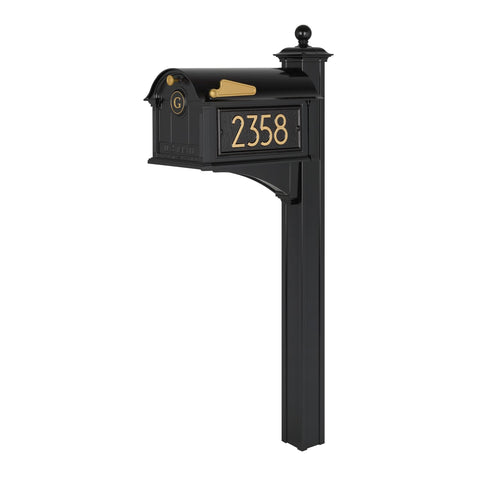 Whitehall Personalized Modern Balmoral Monogram Mailbox Package (Black/Gold)