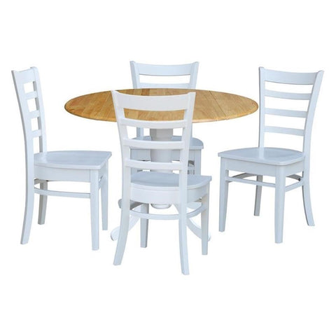 IC INTERNATIONAL CONCEPTS 42 in Dual Drop Leaf Table with 4 Ladder Back Dining Chairs - 5 Piece Dining Set