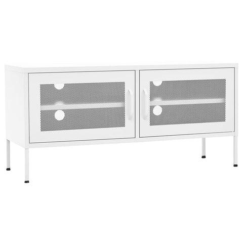 vidaXL Industrial Steel TV Cabinet - White | and Durable TV Stand with Adjustable Levelers and Ample Storage | 41.3"x13.8"x19.7"
