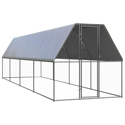 vidaXL Tough Galvanized Steel Chicken Cage 78.7 X 315.0 X 78.7 in Outdoor Enclosure Large Rustic Design with Assembly Manual Weatherproof and Durable Coop Run Polyethylene Hen House