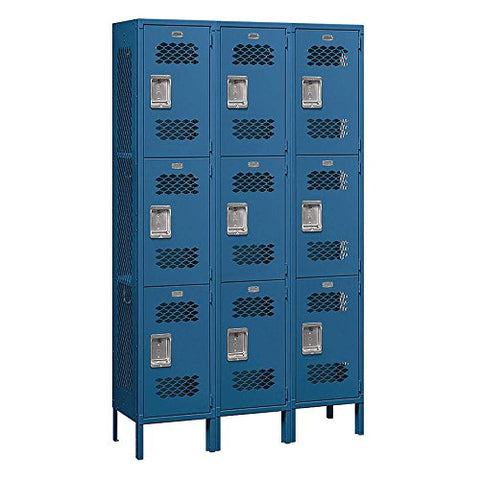 Salsbury Industries 83365BL-U Triple Tier 45-Inch Wide 6-Feet High 15-Inch Deep Unassembled Extra Wide Vented Metal Locker, Blue