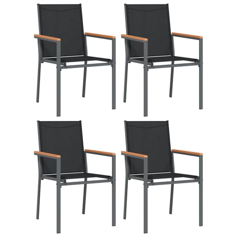 vidaXL 2 pcs Patio Chairs - Modern Outdoor Furniture with Textilene Fabric & Powder-Coated Steel | Garden and Terrace Seating â€“ Black - 21.7"x24.2"x35.4"