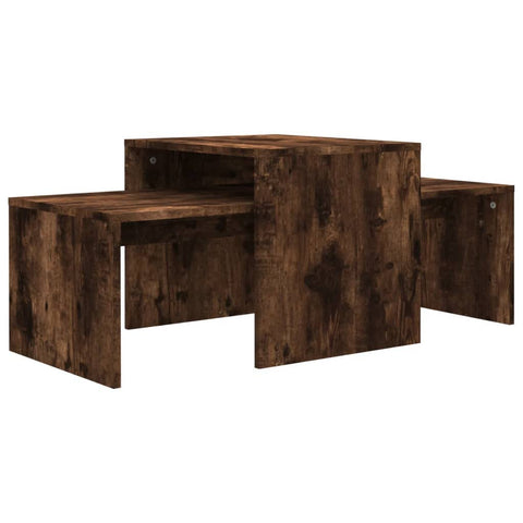 vidaXL Smoked Oak Coffee Table Set Nested 39.4X18.9In Engineered Wood Modern Accent Living Room Furniture Tables Side Sofa Couch Center End Tea