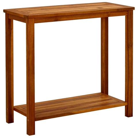 vidaXL Solid Acacia Wood Patio Console Table - 31.5"x13.8"x29.5", Farmhouse Style, Brown Rectangular Entryway/Accent Table with Extra Storage for Hallway, Living Room, Patio, Garden
