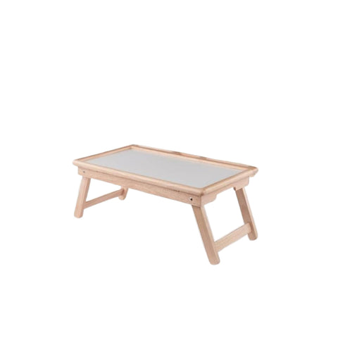 Arlo Adjustable Breakfast Bed Tray with Flip-Top & Device Slots, Natural & White Finish