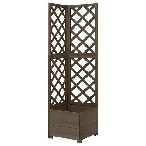 vidaXL Corner Trellis Planter, 15.7"x15.7"x59", Solid Fir Wood, Gray - Outdoor Garden Decor for Climbing Plants and Flowers, Space-Saving Design
