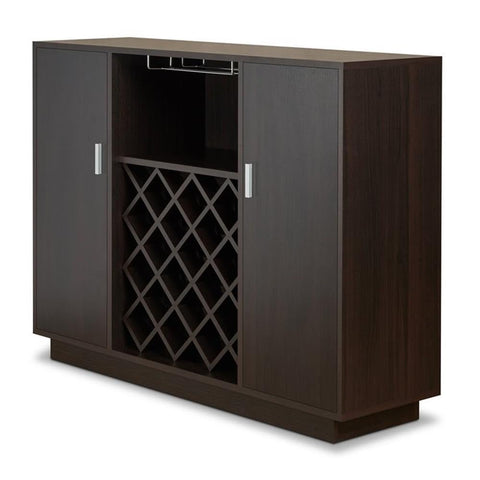 Acme Hazen Rectangular Wood Server with Wine and Stemware Rack in Espresso