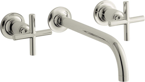 Kohler T14414-3-SN Purist® Wall-Mount Bathroom Sink Faucet Trim with Cross Handles, 1.2 gpm, Vibrant Polished Nickel
