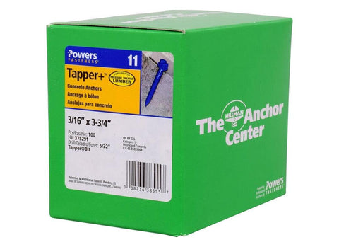 Hillman Tapper Masonry Fastener 3/16" X 3-3/4" Hex Head Slotted 100/Box