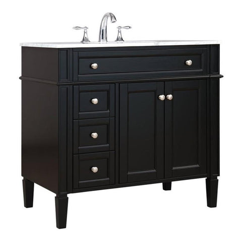 Elegant Decor Park Avenue 36" Solid Wood & Metal Single Bathroom Vanity in Black